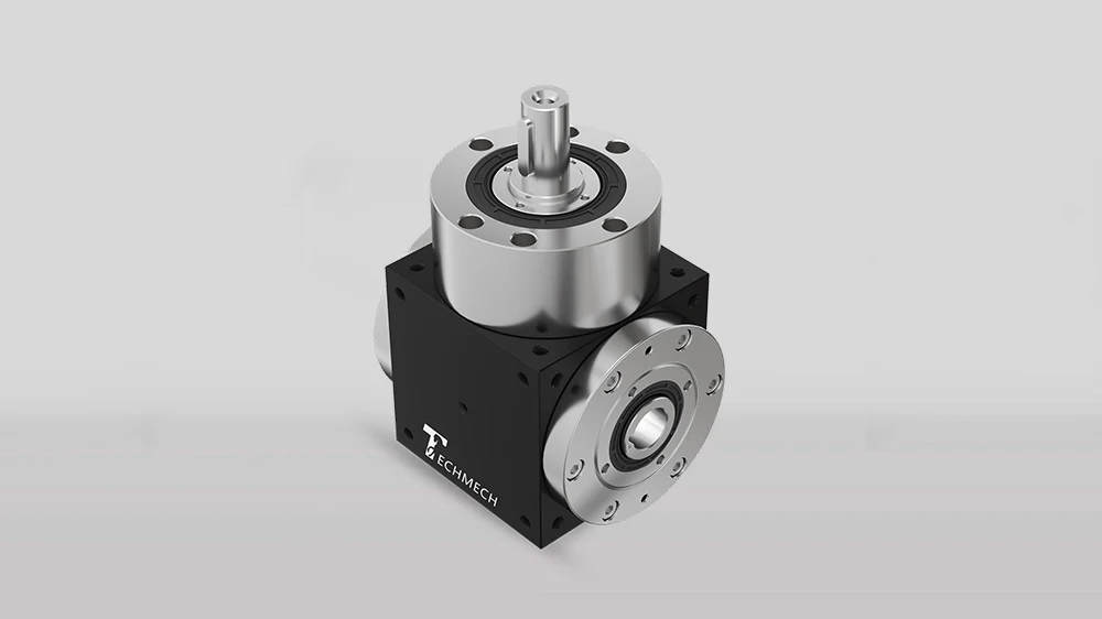TECHMECH official TST right-angle transmission illustration showing its perpendicular shaft arrangement