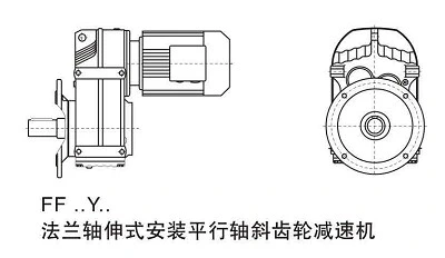 Official Xinghai FF solid-shaft flange mounting schematic with parallel-shaft drive layout