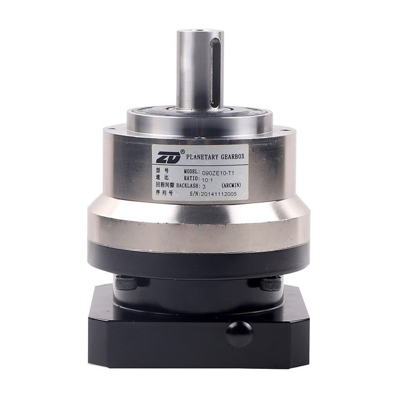 ZD 090ZE planetary gearbox with its motor adapter and output shaft, from the official ZE product gallery